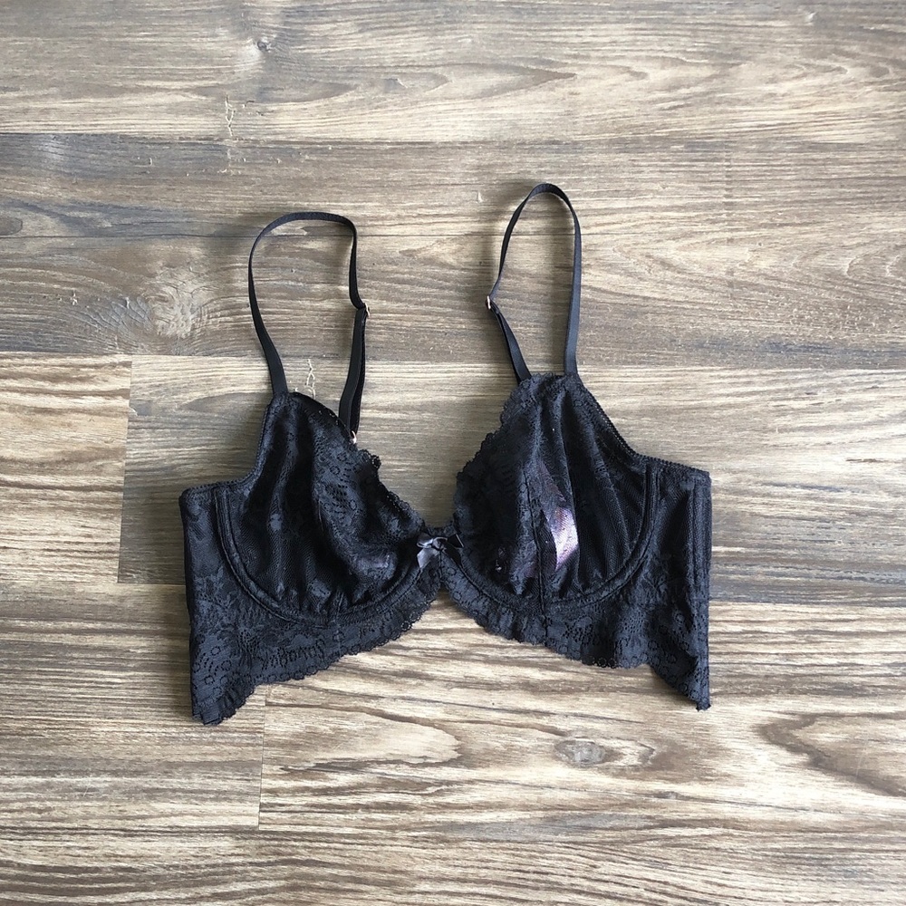 Savage x Fenty Black Lace Underwire Bra Unlined Lingerie